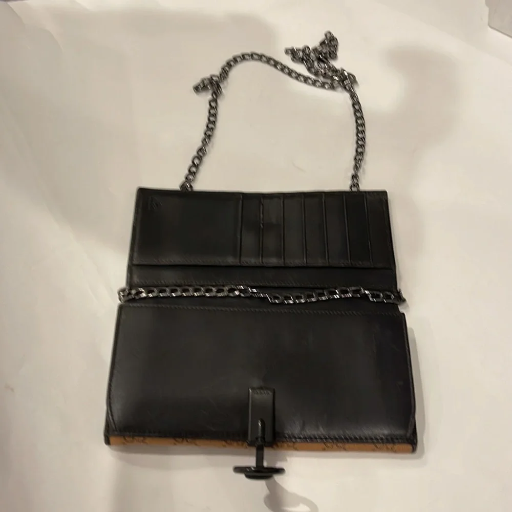 Gucci Authentic vintage Fabric/ Leather long Wallet with generic Chain - Picture 2 of 9